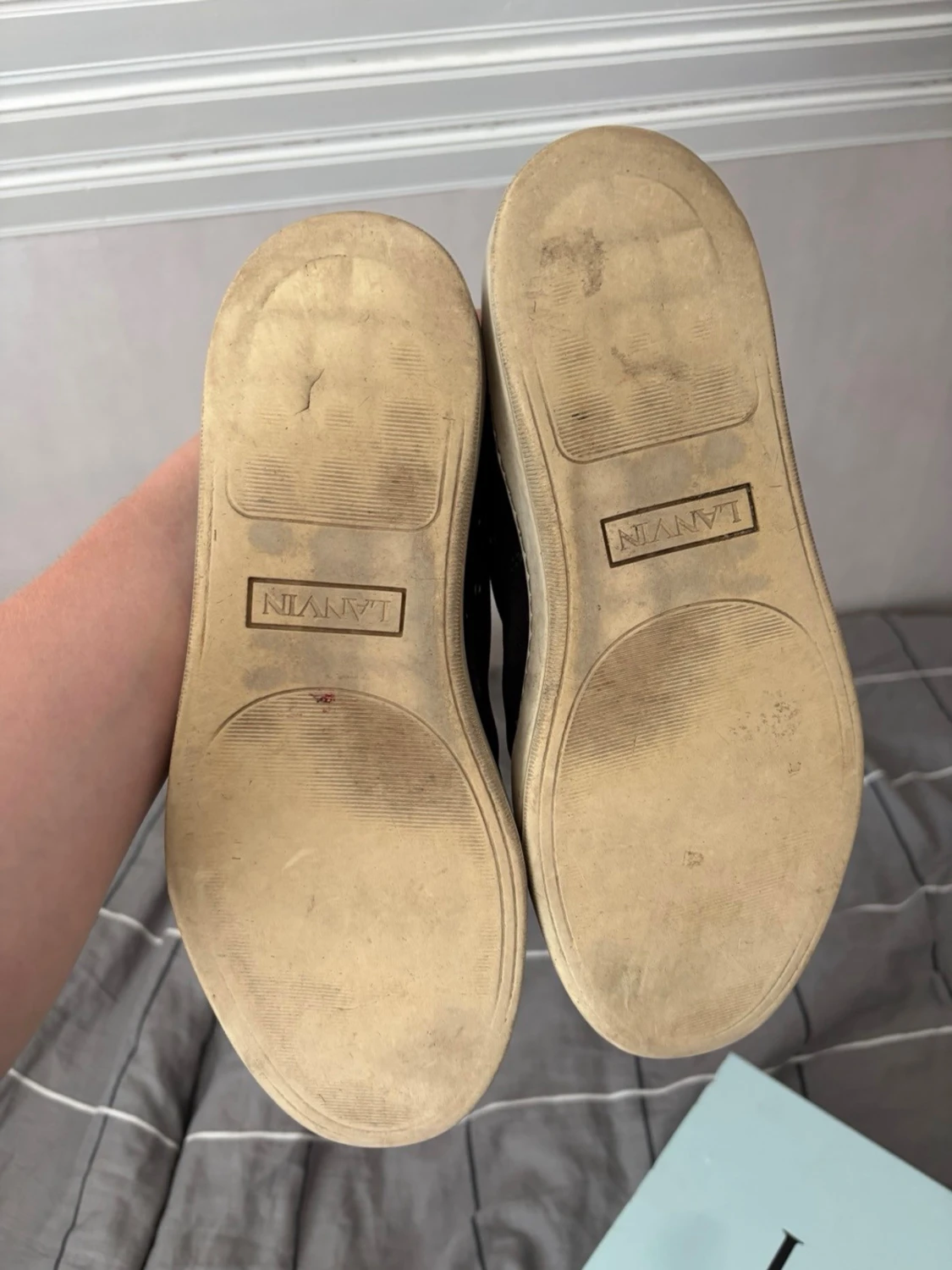 Svarta Lanvin sneakers i mocka och läder - 4