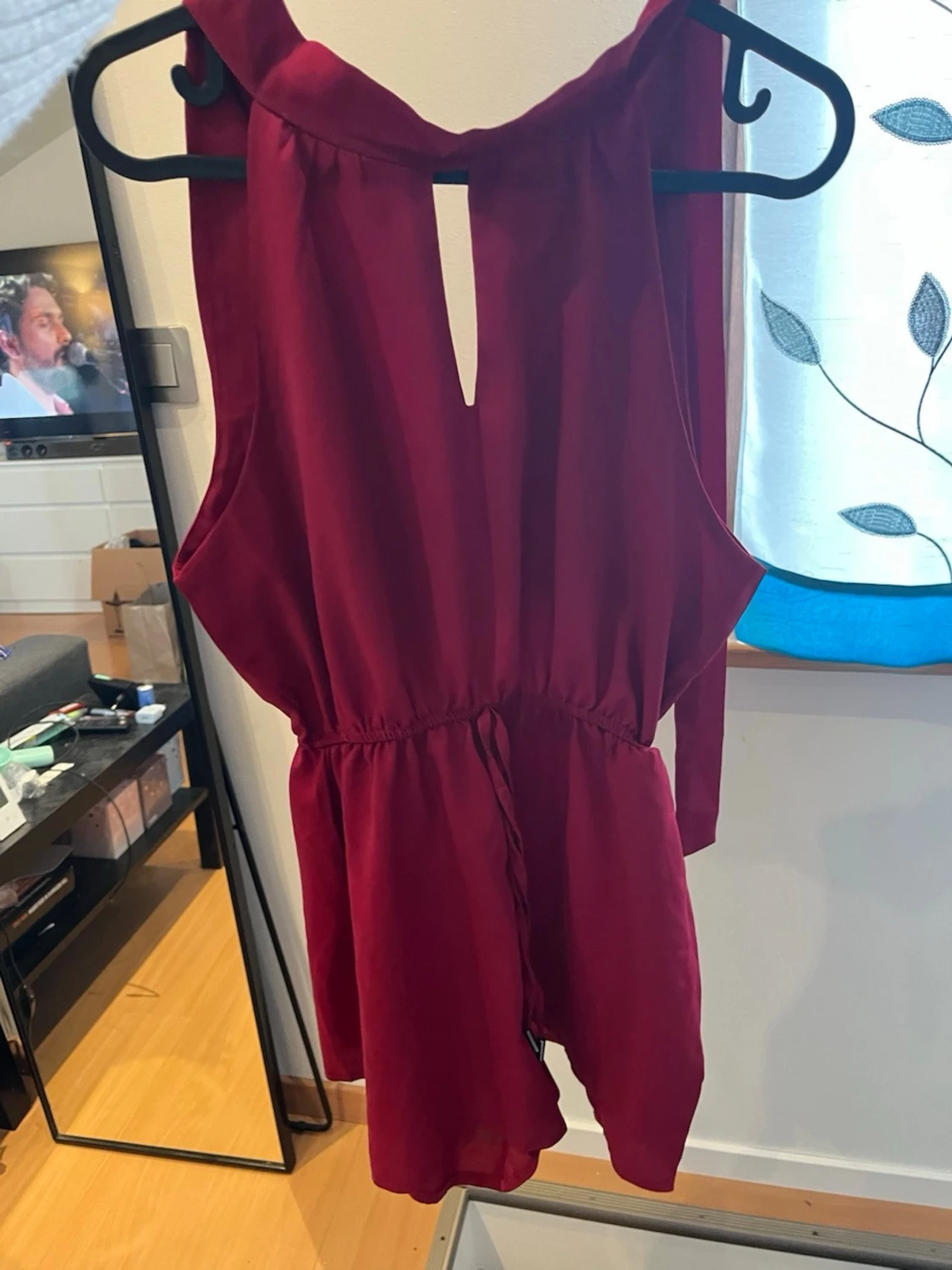 Vinröd ärmlös jumpsuit - 1