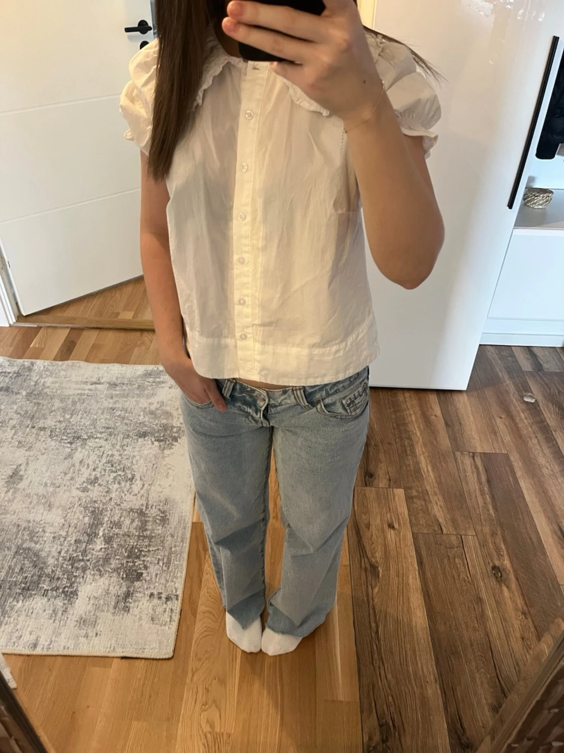 Ljusblå raka jeans med låg midja - 3