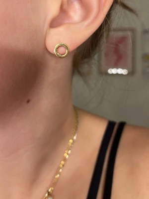 Guldpläterade cirkelörhängen - Snygga örhängen i form av små cirklar i guldpläterad metall. Minimalistisk design som ger en stilren look. Perfekta för dig som gillar enkla men trendiga accessoarer. Stiftmodell med säker låsning.