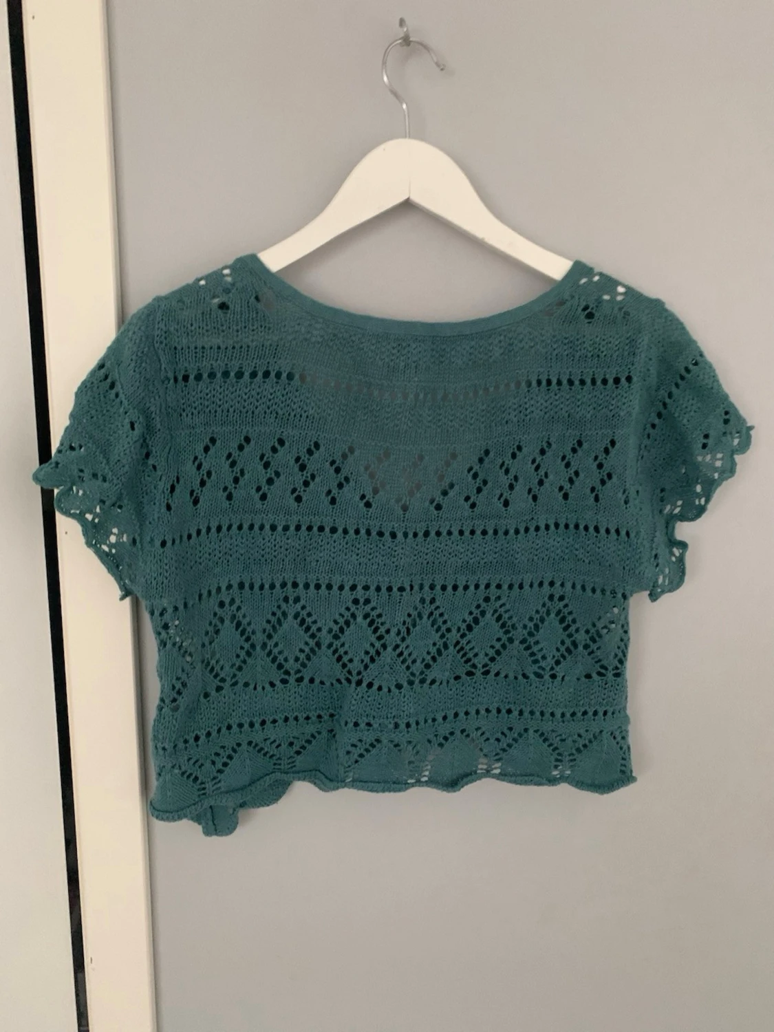 Turkos virkad kortärmad topp - 1