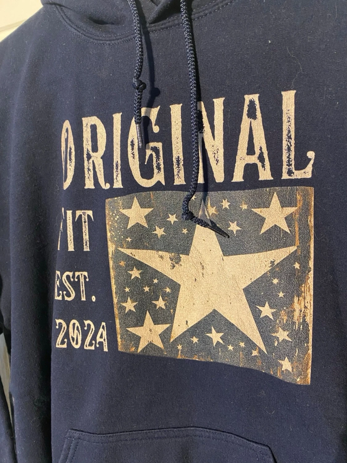 Mörk blå hoodie med tryck ”Original fit” - 2