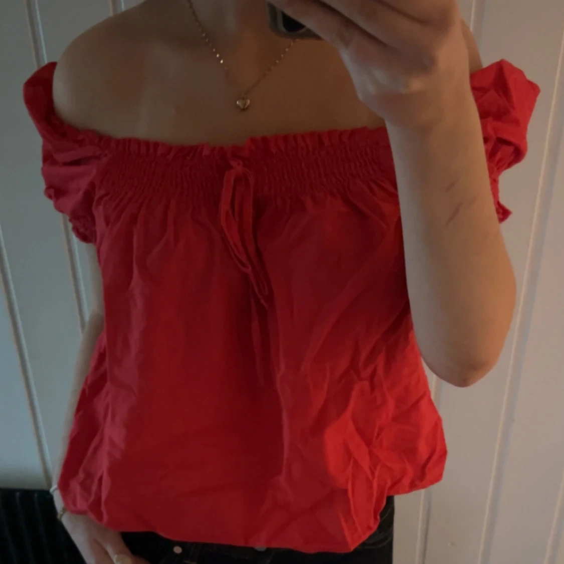 Röd offshoulder topp från H&M Divided - 5
