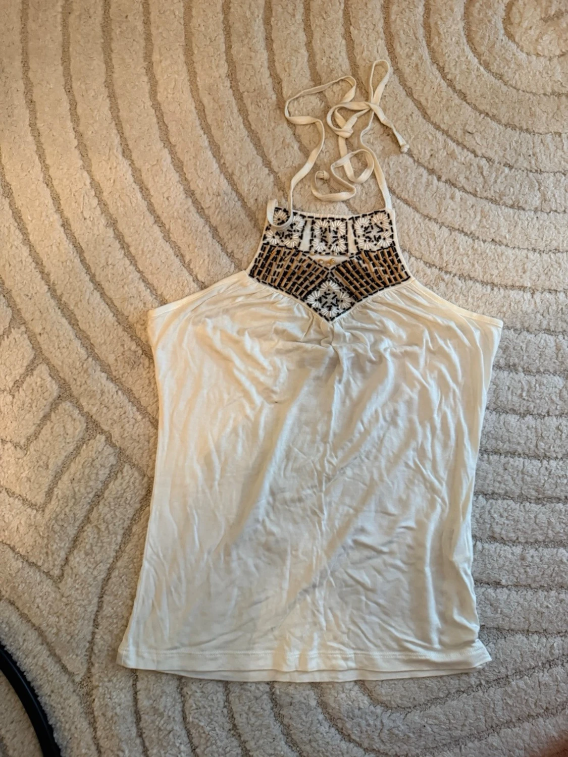 Vit halterneck topp med brodyr - 5
