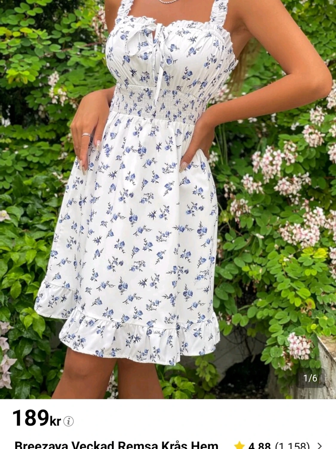 Vit blommig klänning Shein - 2