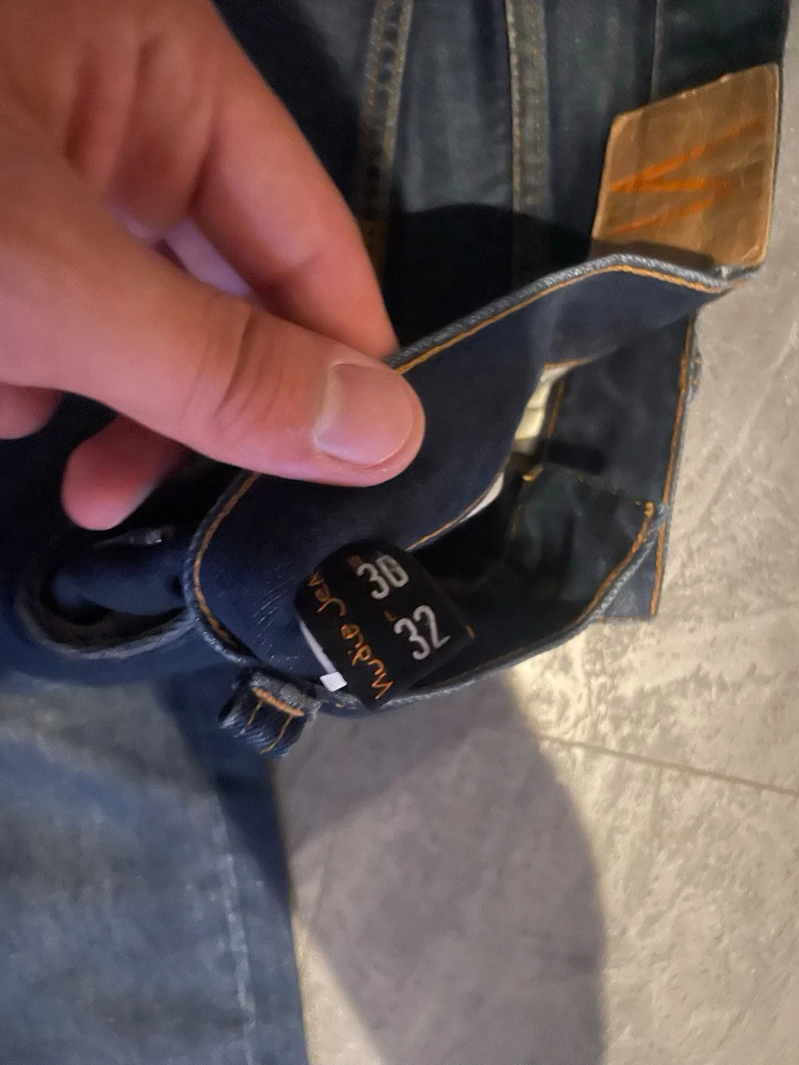 Mörkblå slim fit jeans - 4