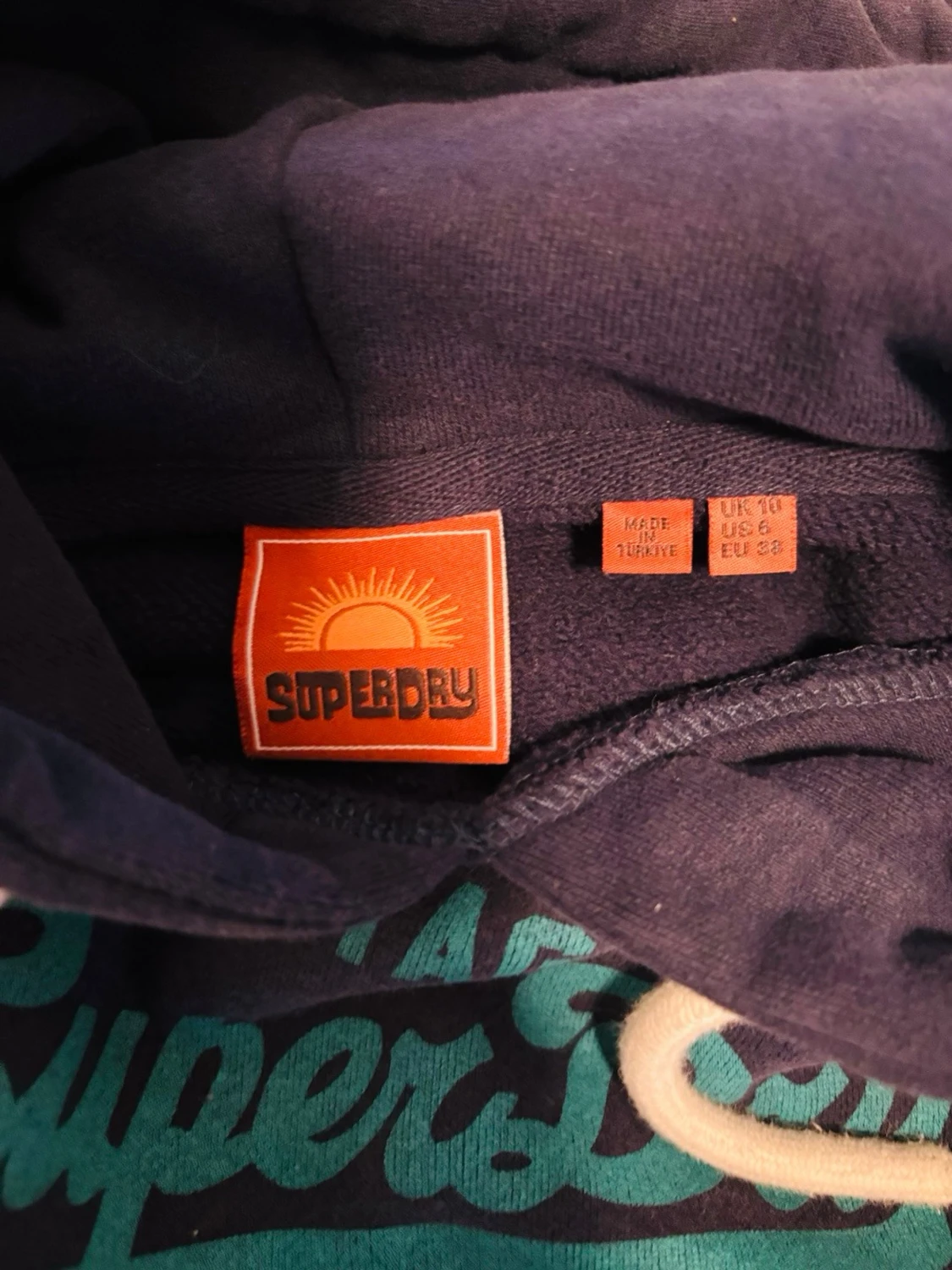 Mörkblå Superdry hoodie med tryck - 2