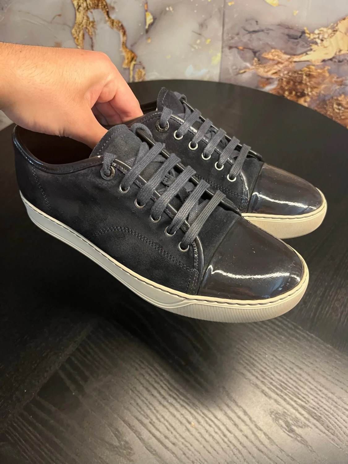 Mörkblåa lanvin skor