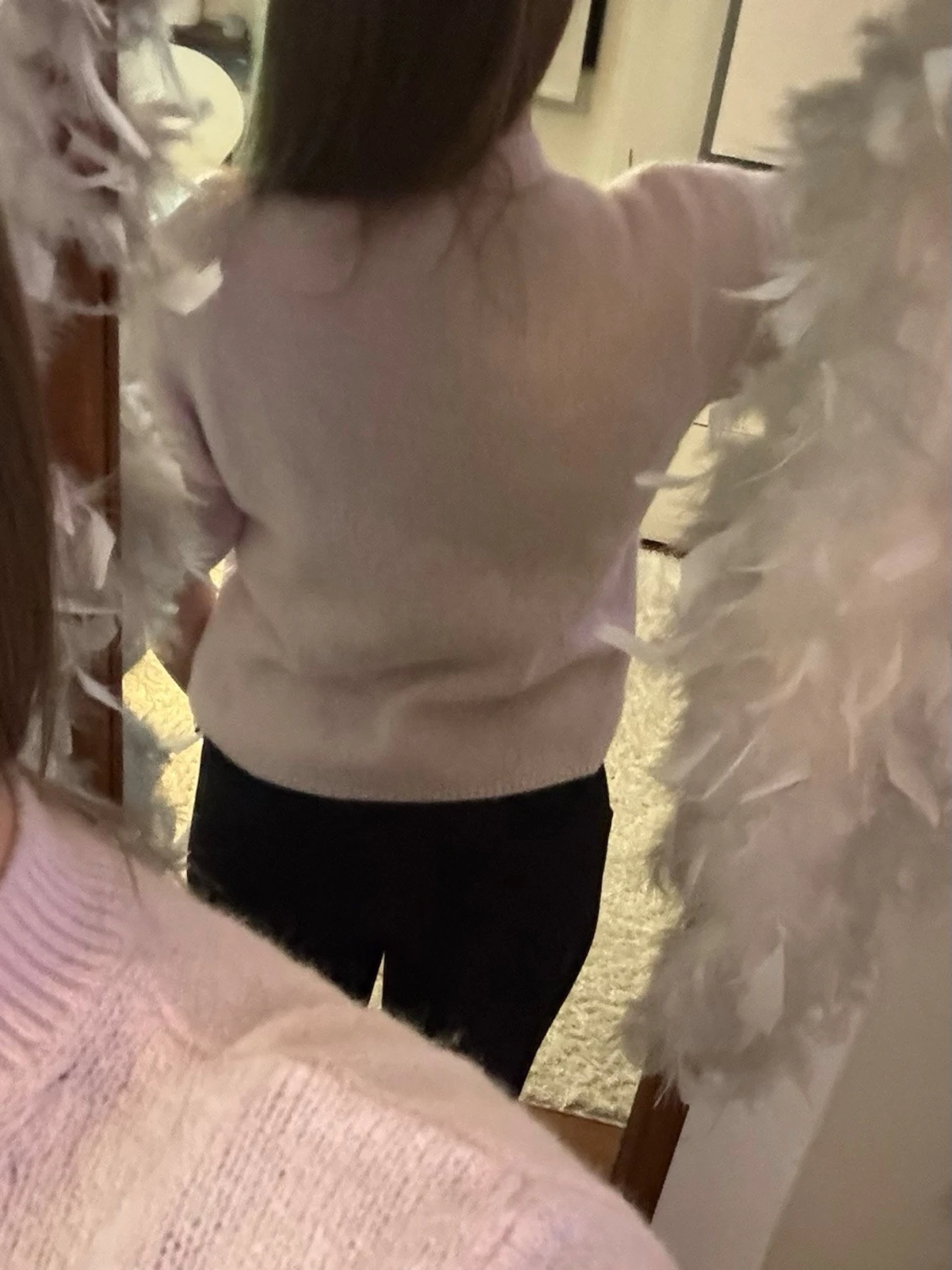 Ljusrosa stickad tröja med kort ärm - 2