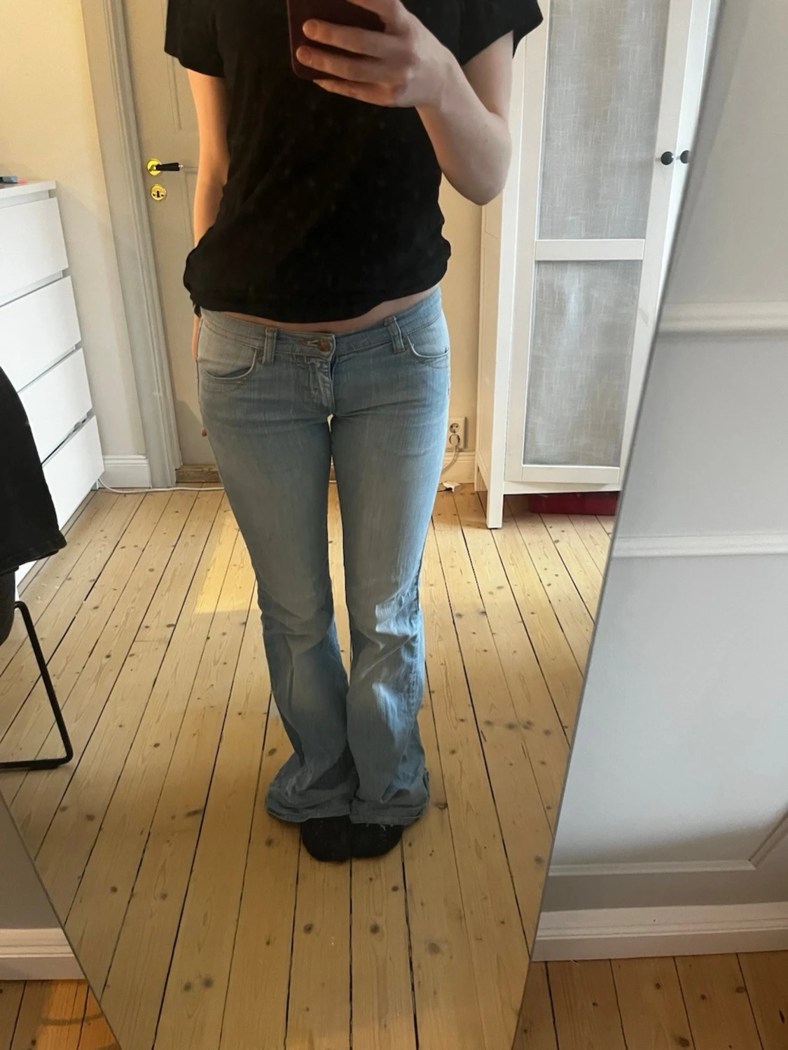 Ultra lowrise bootcut jeans  med knappar - 1