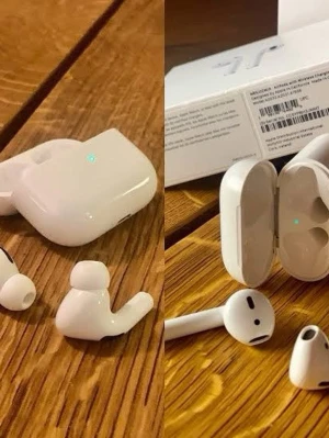 Apple AirPods Pro trådlösa hörlurar - Säljer ett par vita Apple AirPods Pro med laddningsetui. Hörlurarna har in-ear design med silikonproppar och stilren, kompakt form. Perfekta för dig som vill ha grymt ljud och smidig anslutning till din iPhone eller andra Apple-enheter.