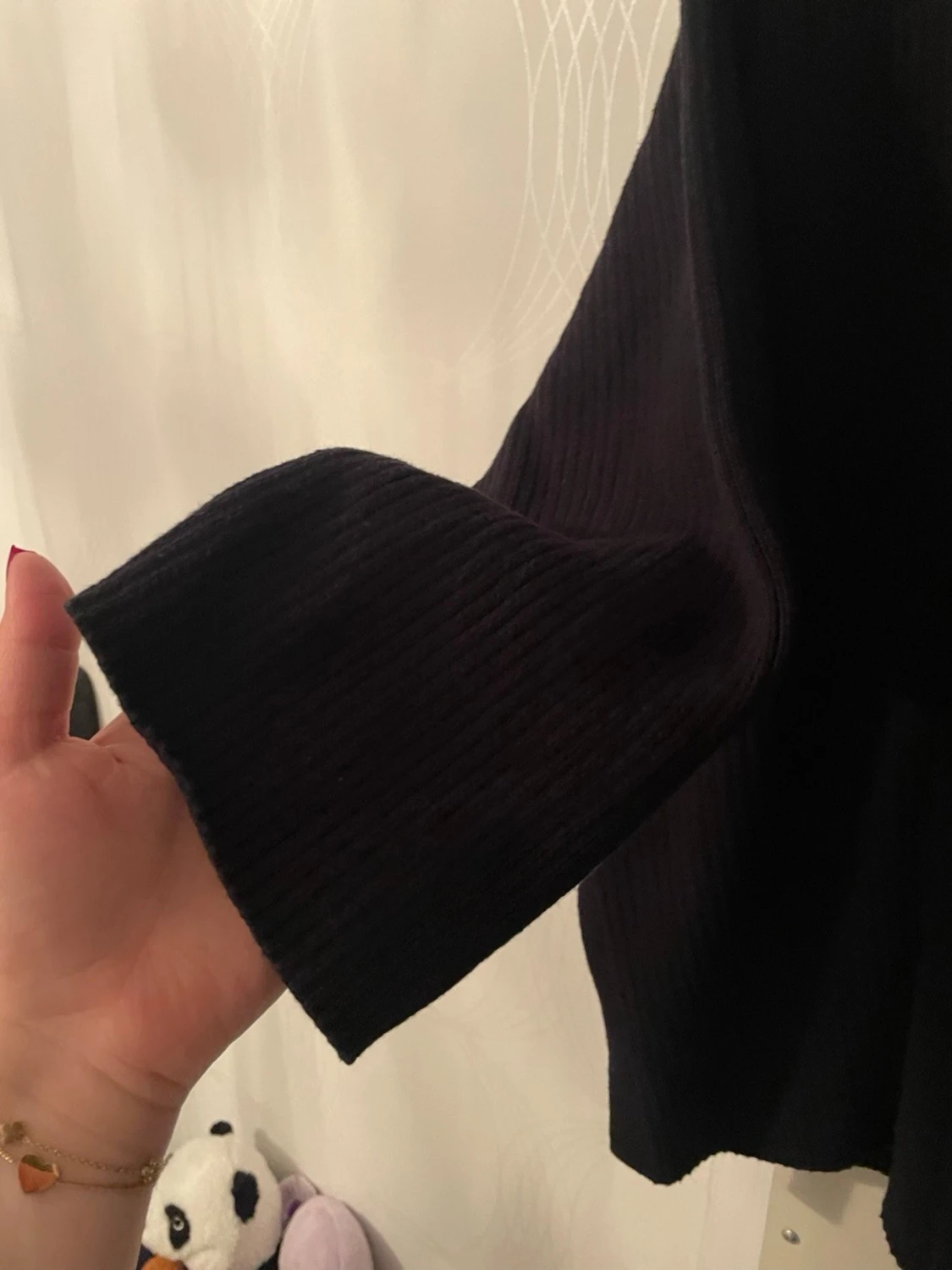 Svart stickad tröja med halv dragkedja - 2