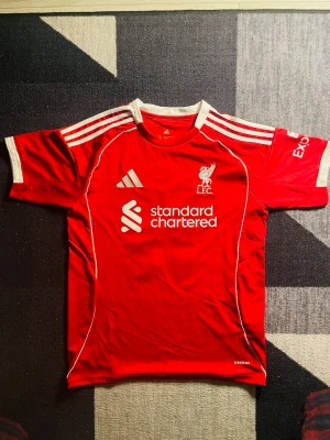 Liverpool matchtröja M. Salah #11 - Röd Liverpool FC matchtröja med vita detaljer och tryck.Baksidan har M. Salah och nummer 11. sportig passform, perfekt för fotbollsfans. Skickas snabbt