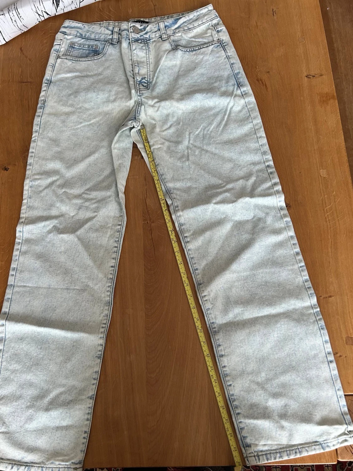 BOOHOOMAN Ljusblå raka jeans med hög midja - 3