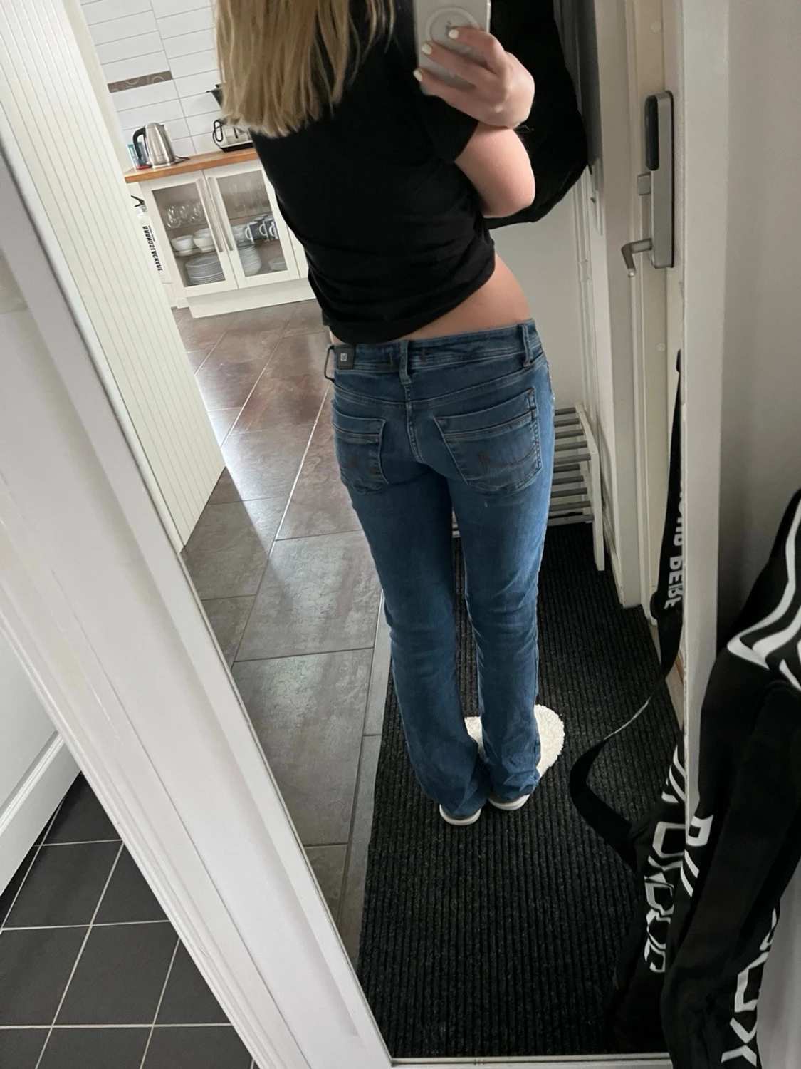 Blå slim fit jeans med låg midja - 2