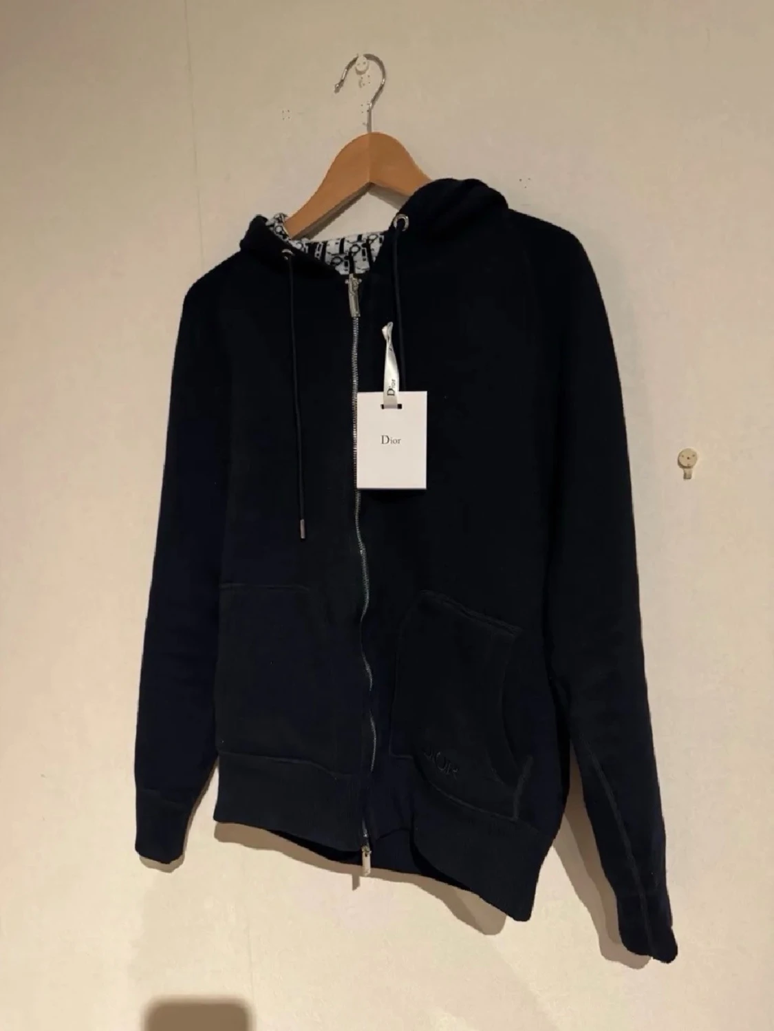 Mörkblå cashmere hoodie  - 2