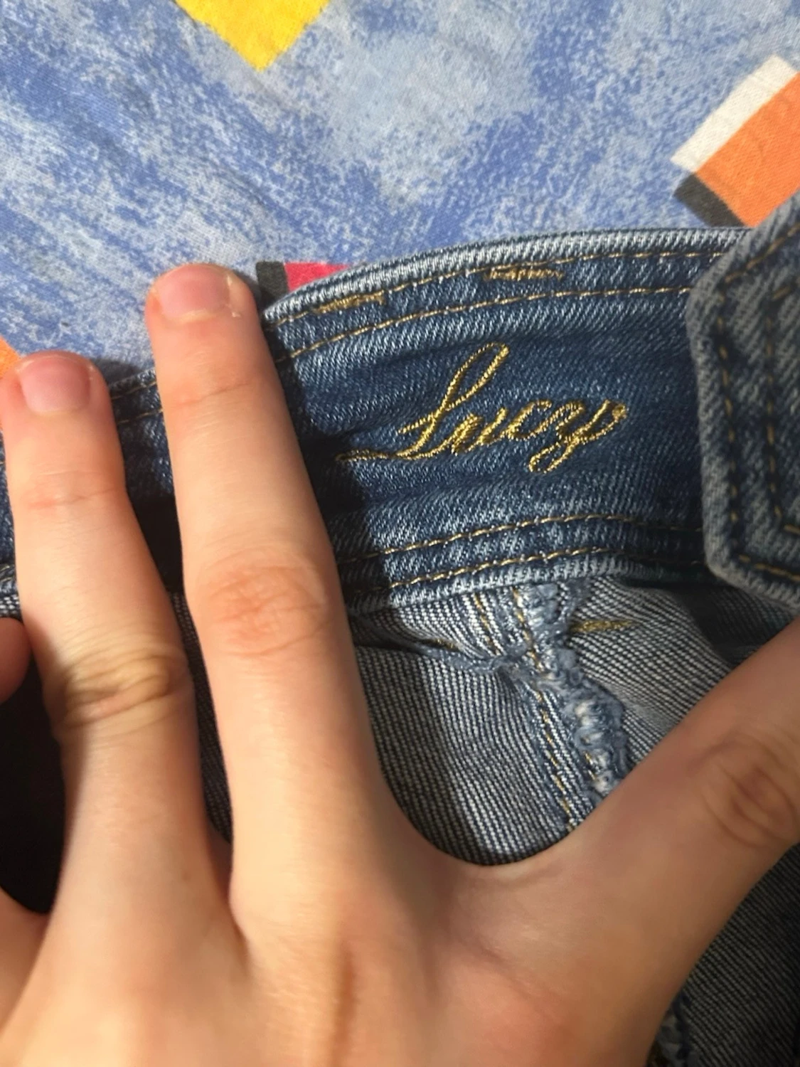 Blå raka jeans med hög midja - 2