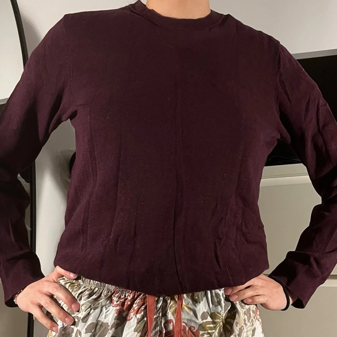 Mörklila långärmad topp