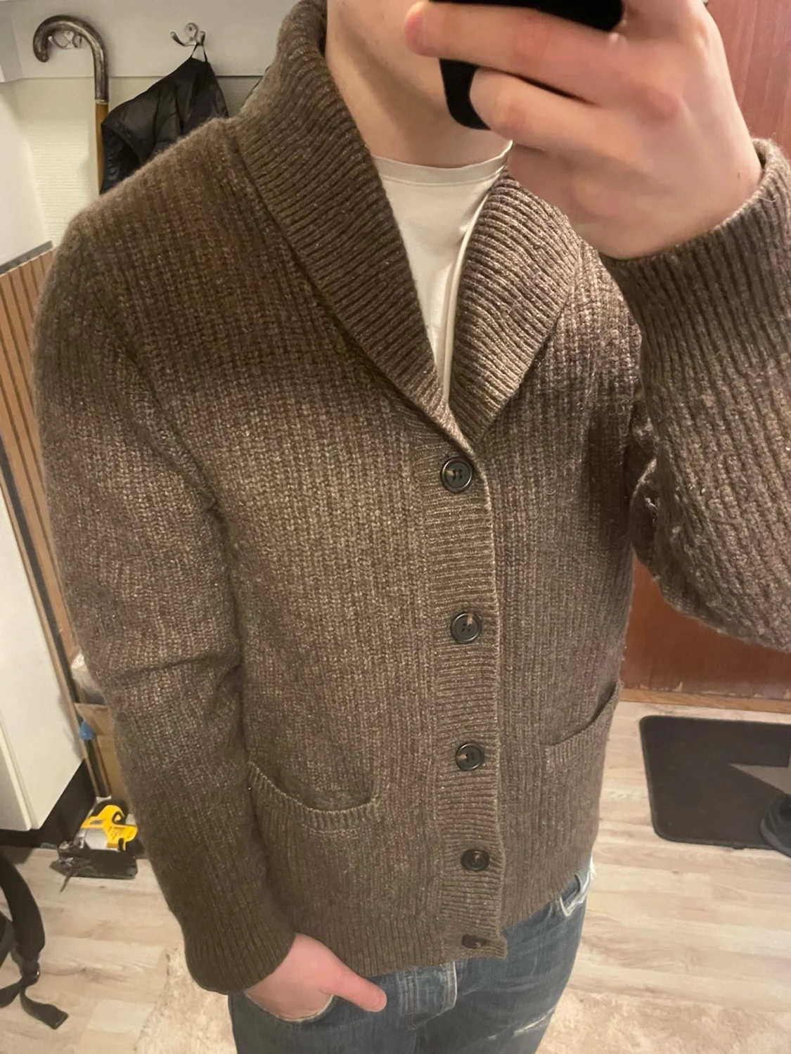 Brun stickad cardigan - 1