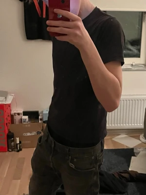 Svart basic t-shirt i bomull - En enkel svart t-shirt med normal passform och korta ärmar. Tillverkad i mjuk bomull, perfekt för en clean och stilren look. Inga synliga tryck eller detaljer, bara en klassisk svart tee som funkar till allt.