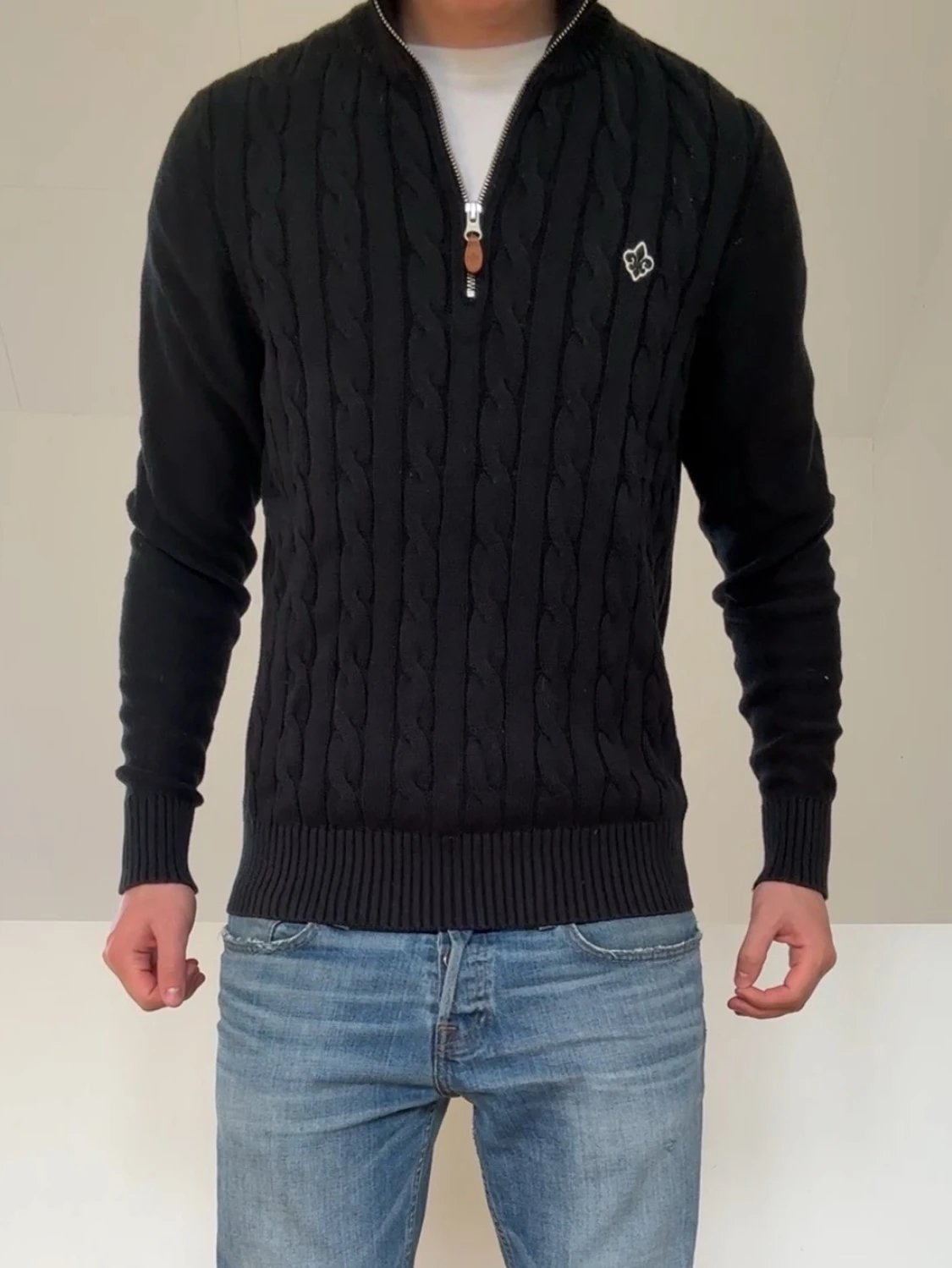 Morris Kabelstickad Half Zip - 1