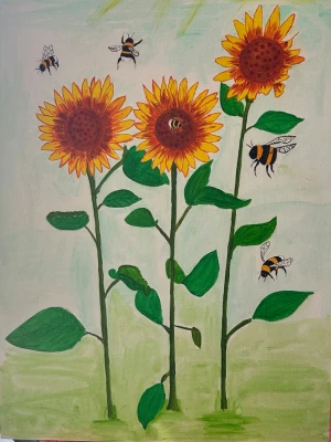 Abstrakt Akryl Målning - Säljer en Akrylmålning! Målad på canvas tavla ! Med namnet Humlornas Dans! 