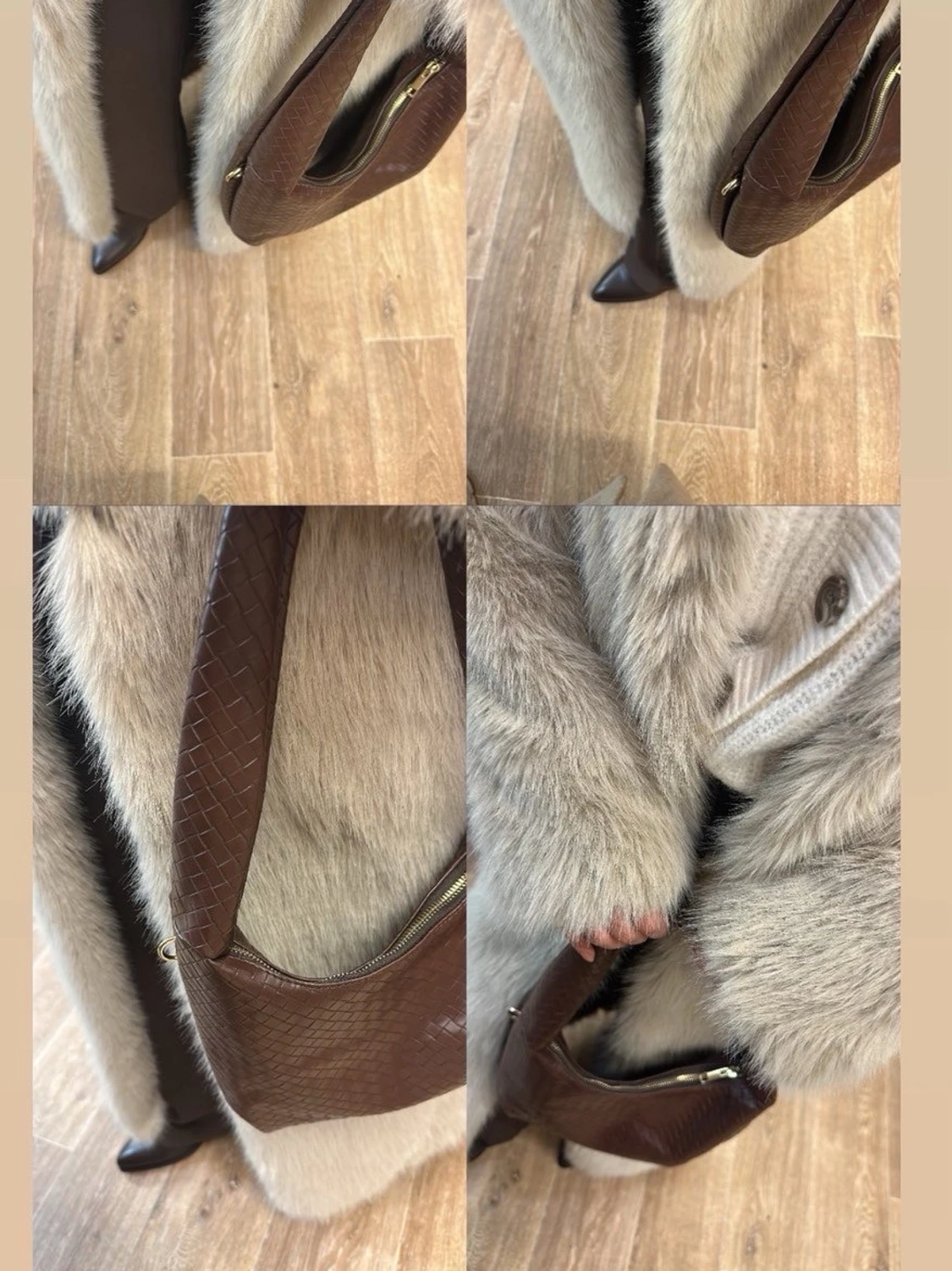 Lång beige pälsjacka - 2