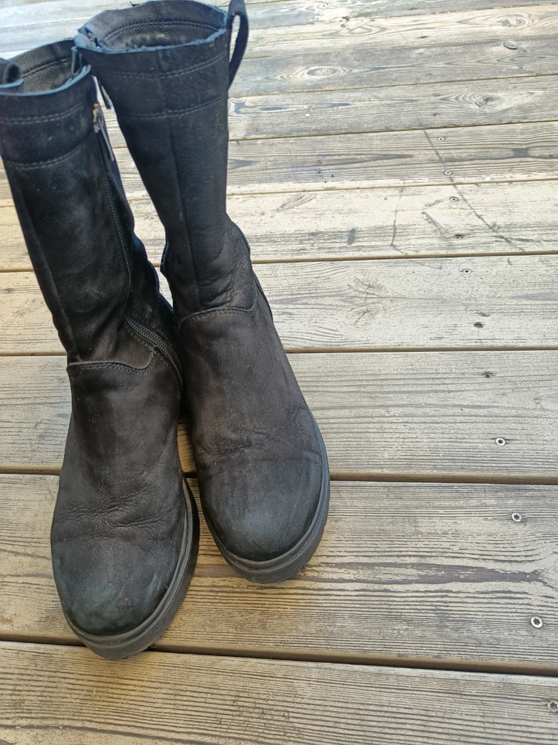 Svarta boots i skinn med dragkedja - 2