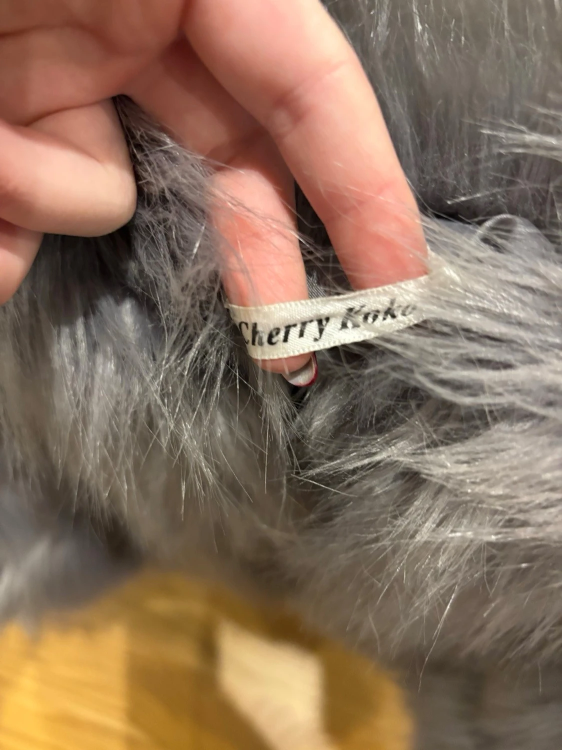 Grå fluffig pälsjacka  - 4