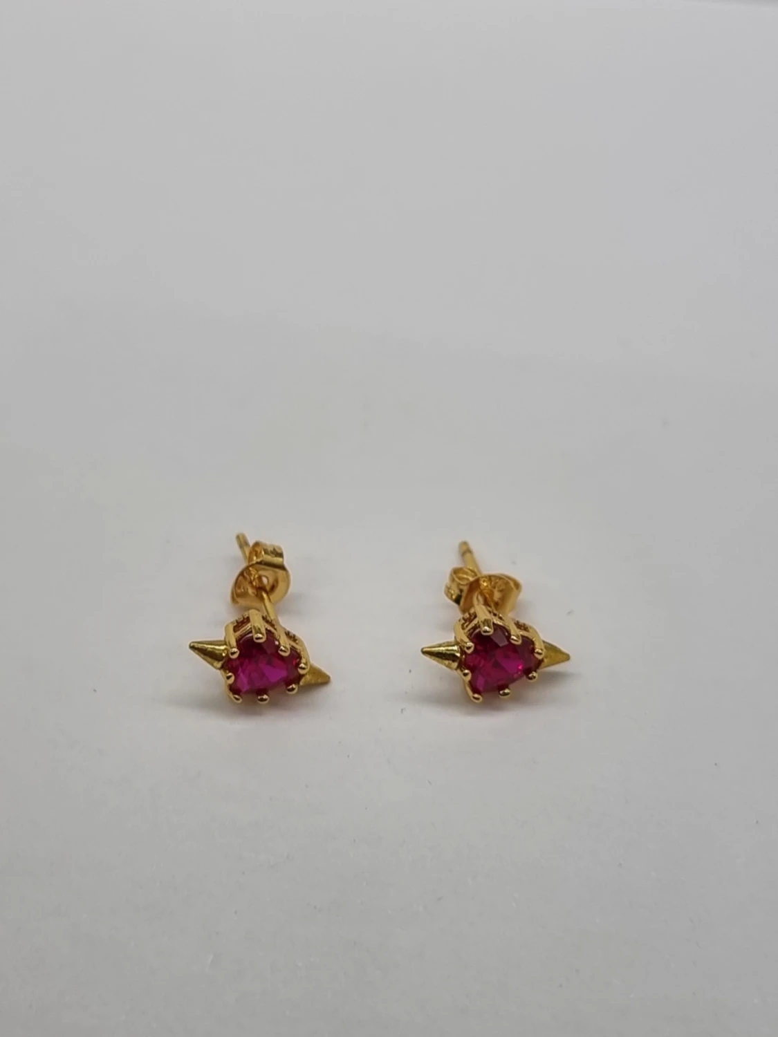 Silver 925 örhängen med röda hjärtan - 1