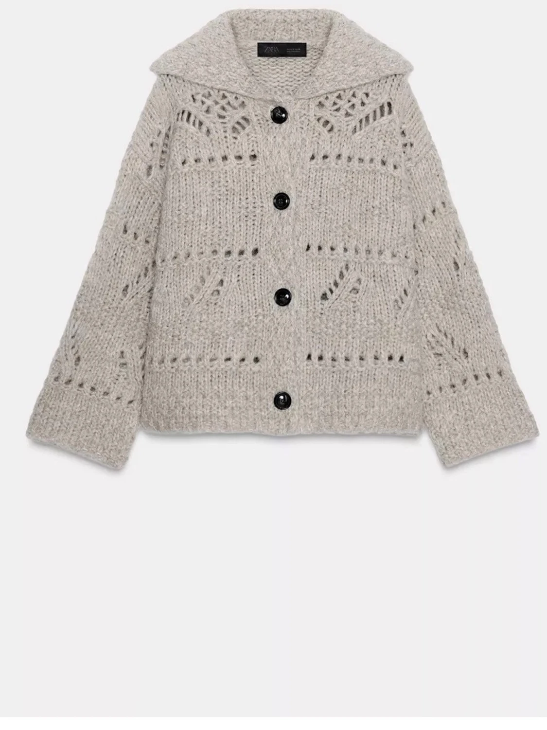 Beige stickad kofta från Zara