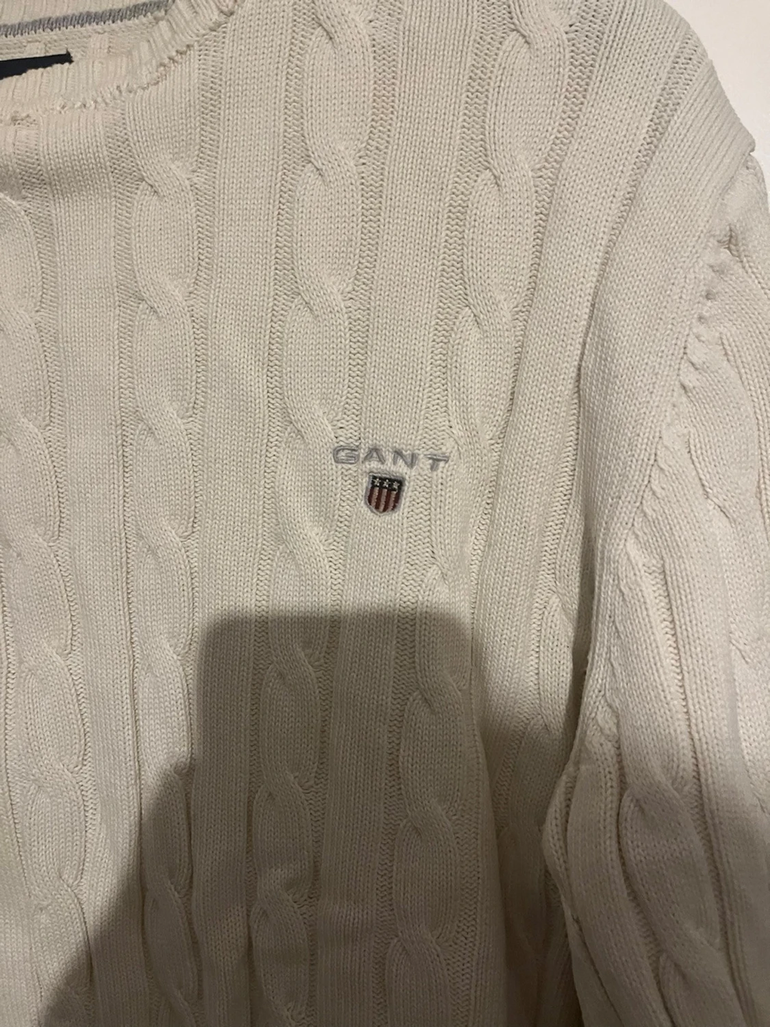 Vit kabelstickad tröja från Gant - 1