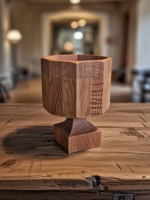 Trä-Paul ljuslykta - En ljuslyktafrån Trä-Paul, märkt på botten. Perfekt förvärmeljus. Ljuslykta i trä. För värmeljus. Handgjord. Hög 14 cm. 9,5 bred.  En trä ljuslykta från Trä-Paul, märkt med Voltavägen 26, 831 48 Östersund och telefonnummer 063-12 97 77.