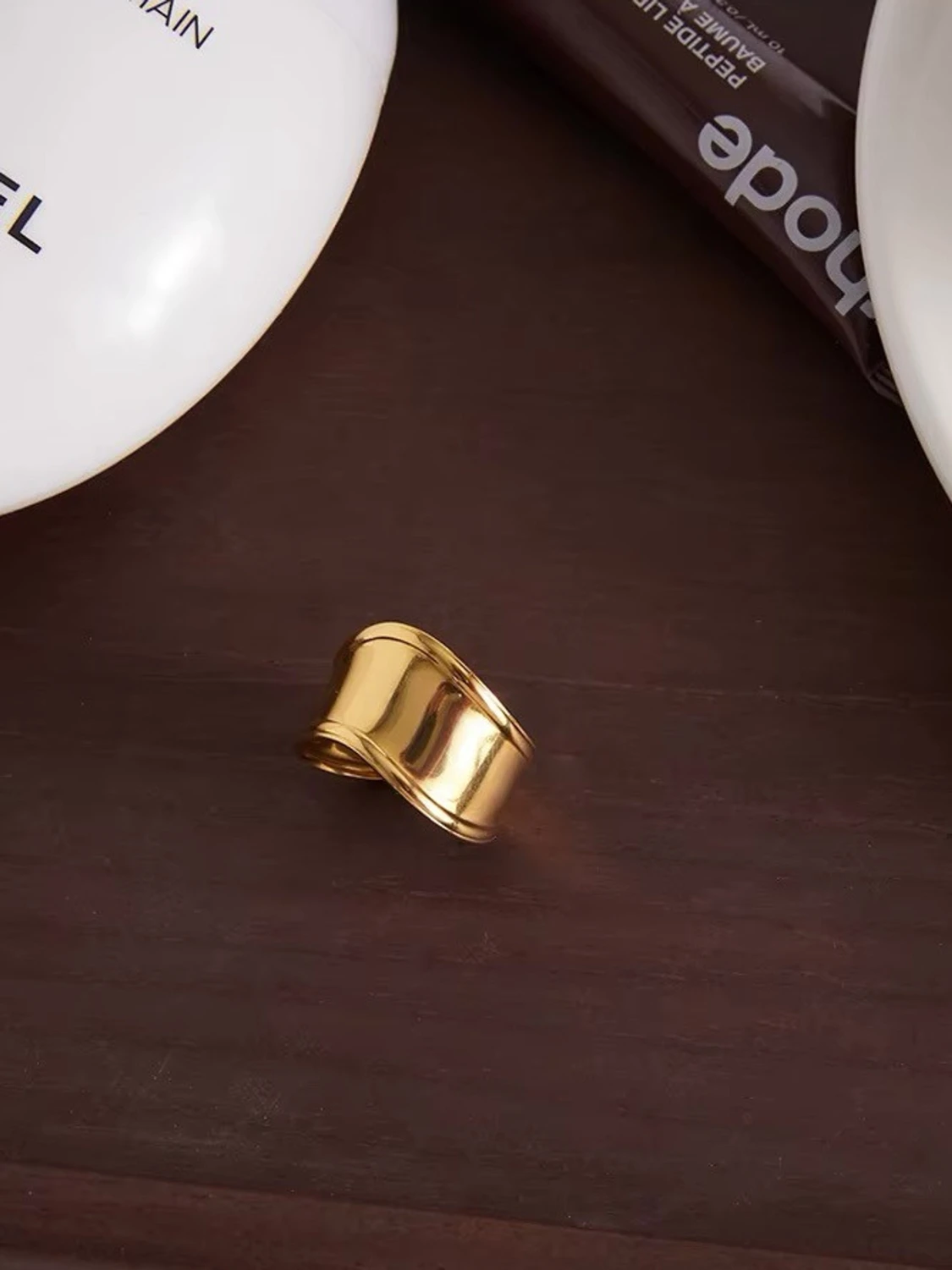 Stål Ring med 18k Pvd Guld, Vattentålig - NORA - 3