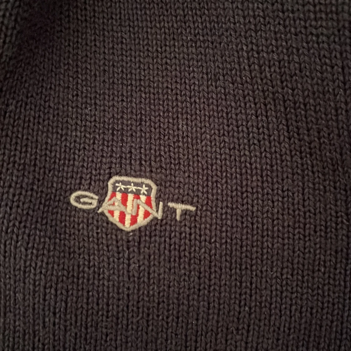 Marinblå stickad half zip-tröja GANT - 3