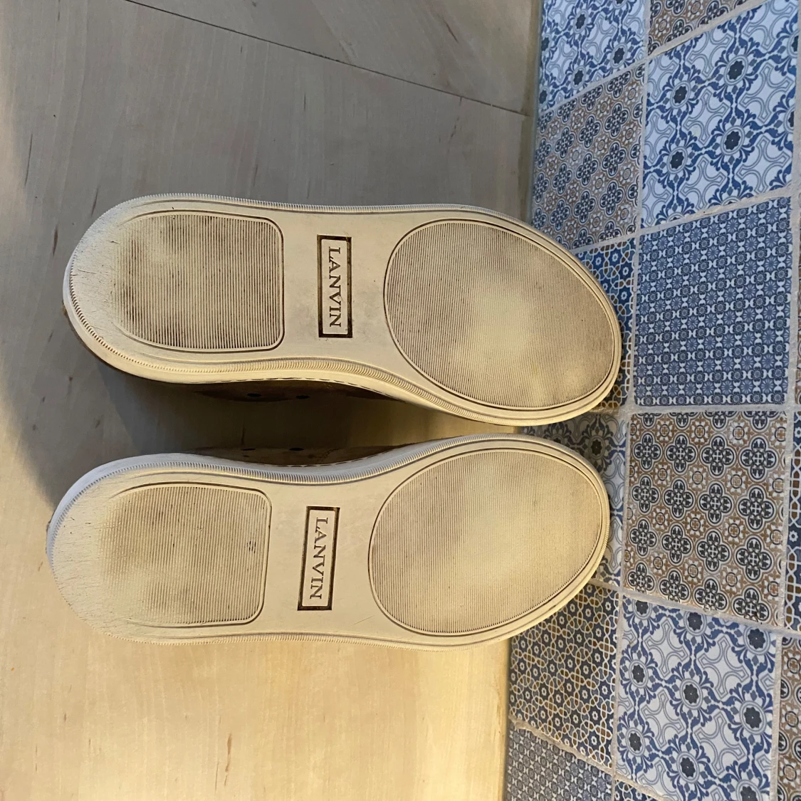 Lanvin sneakers i beige mocka - 3