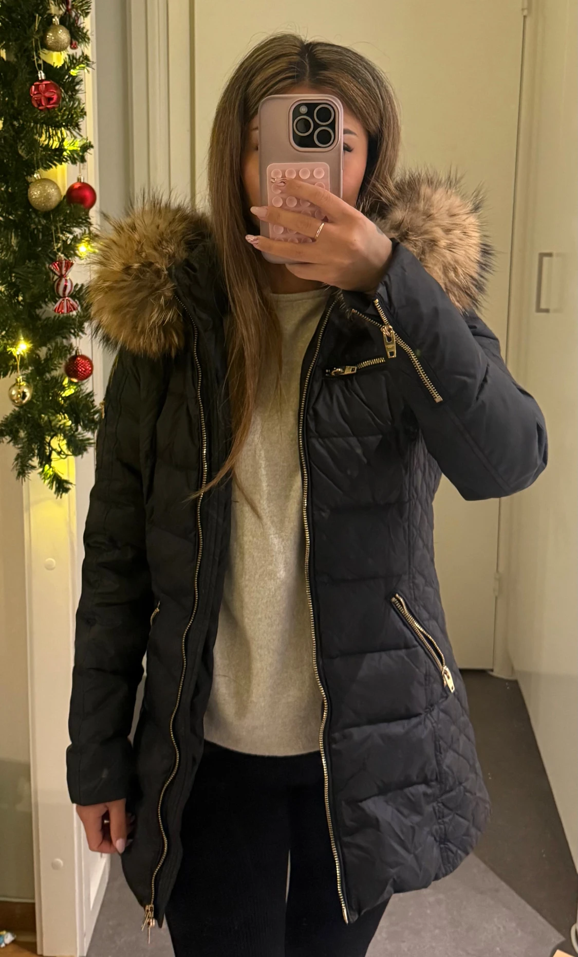 Rockandblue lång jacka med äktapäls