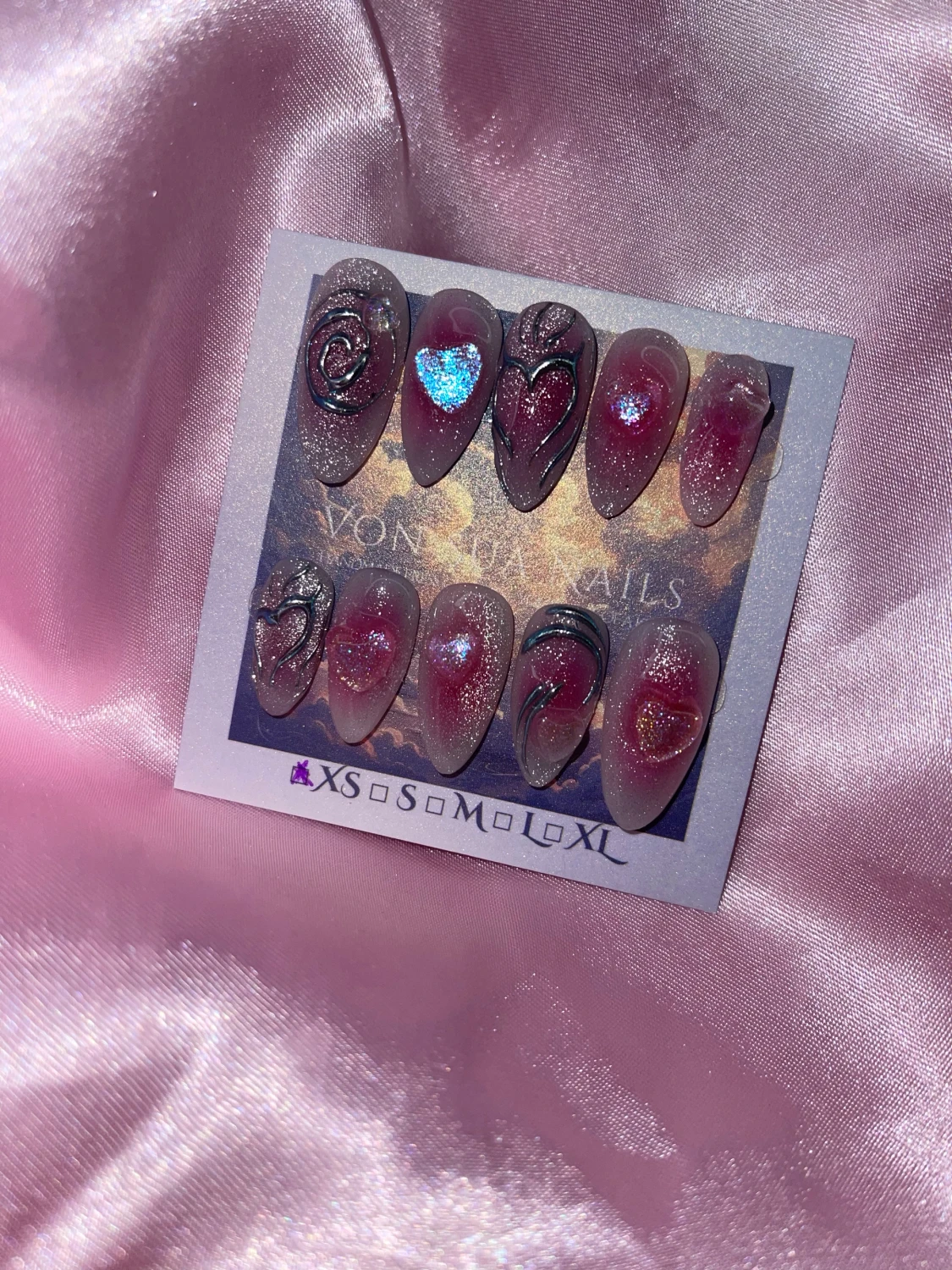 GlitteryHearts (XS);Medium Almond - 2