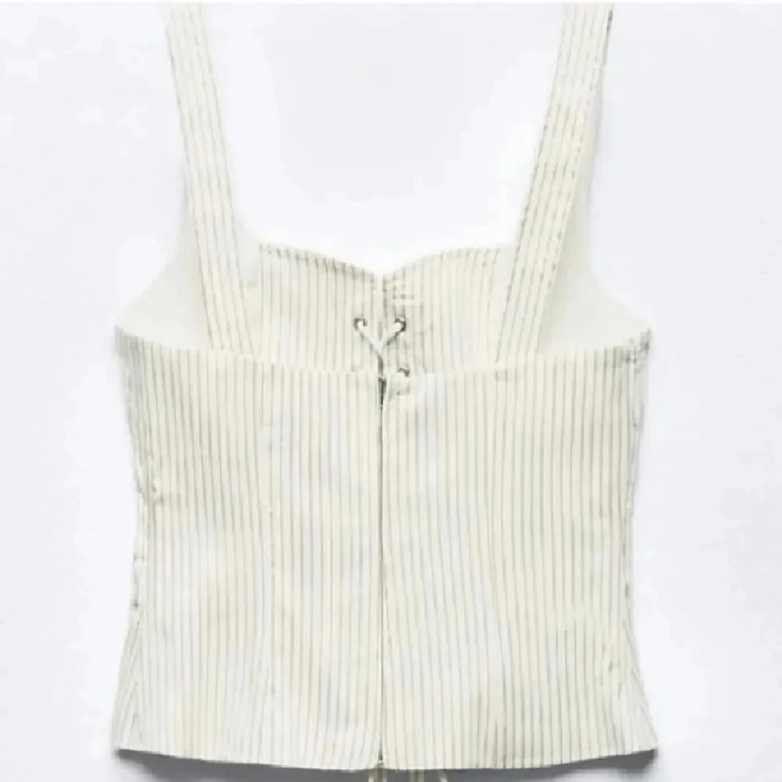 Randig vit korsett med snörning - 1