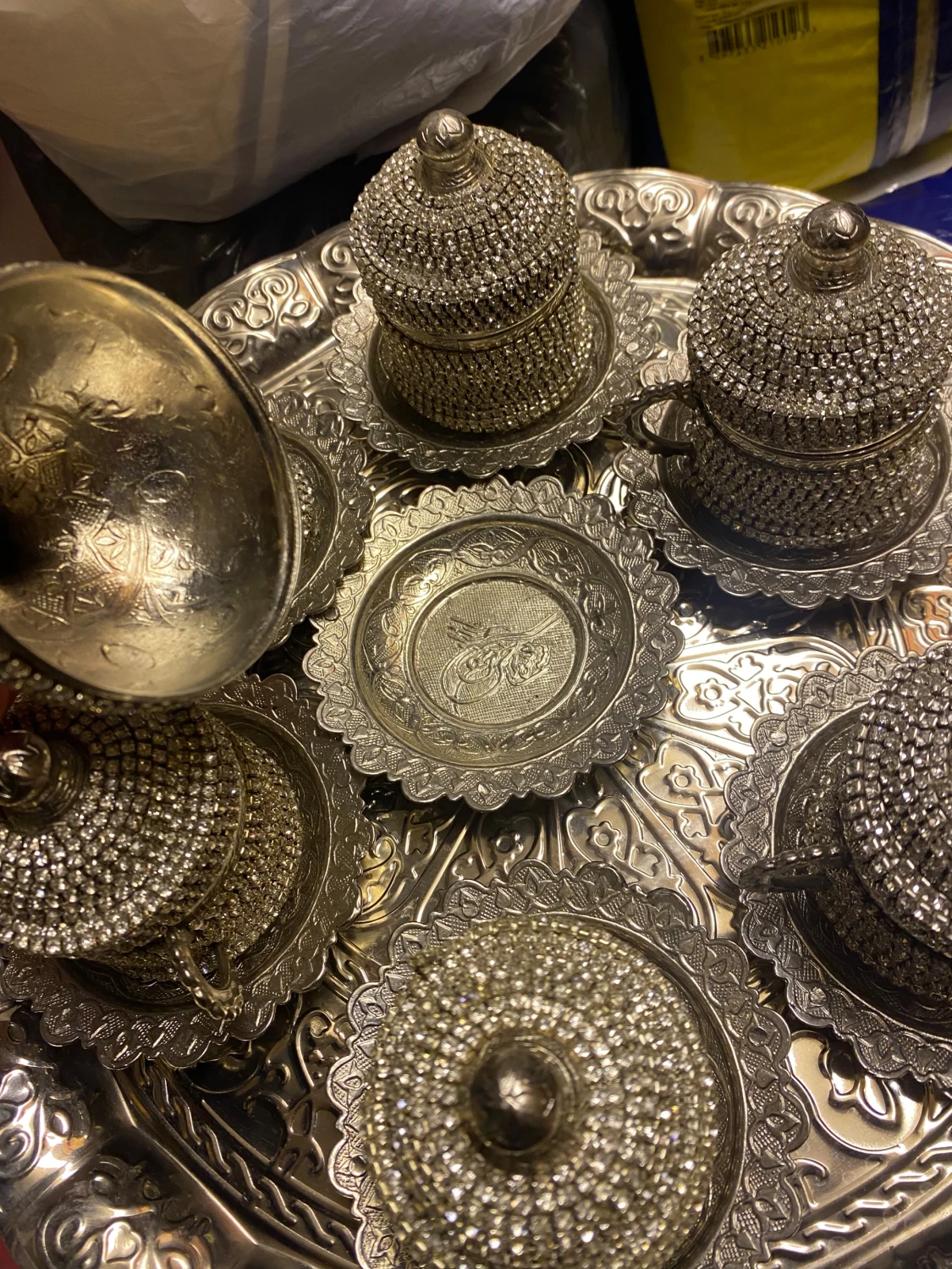 Lyxigt turkiskt kaffekoppsset med bricka - 3