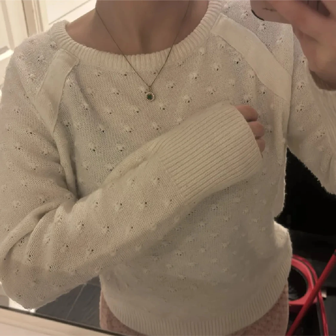 Vit prickig stickad tröja Isolde - 1
