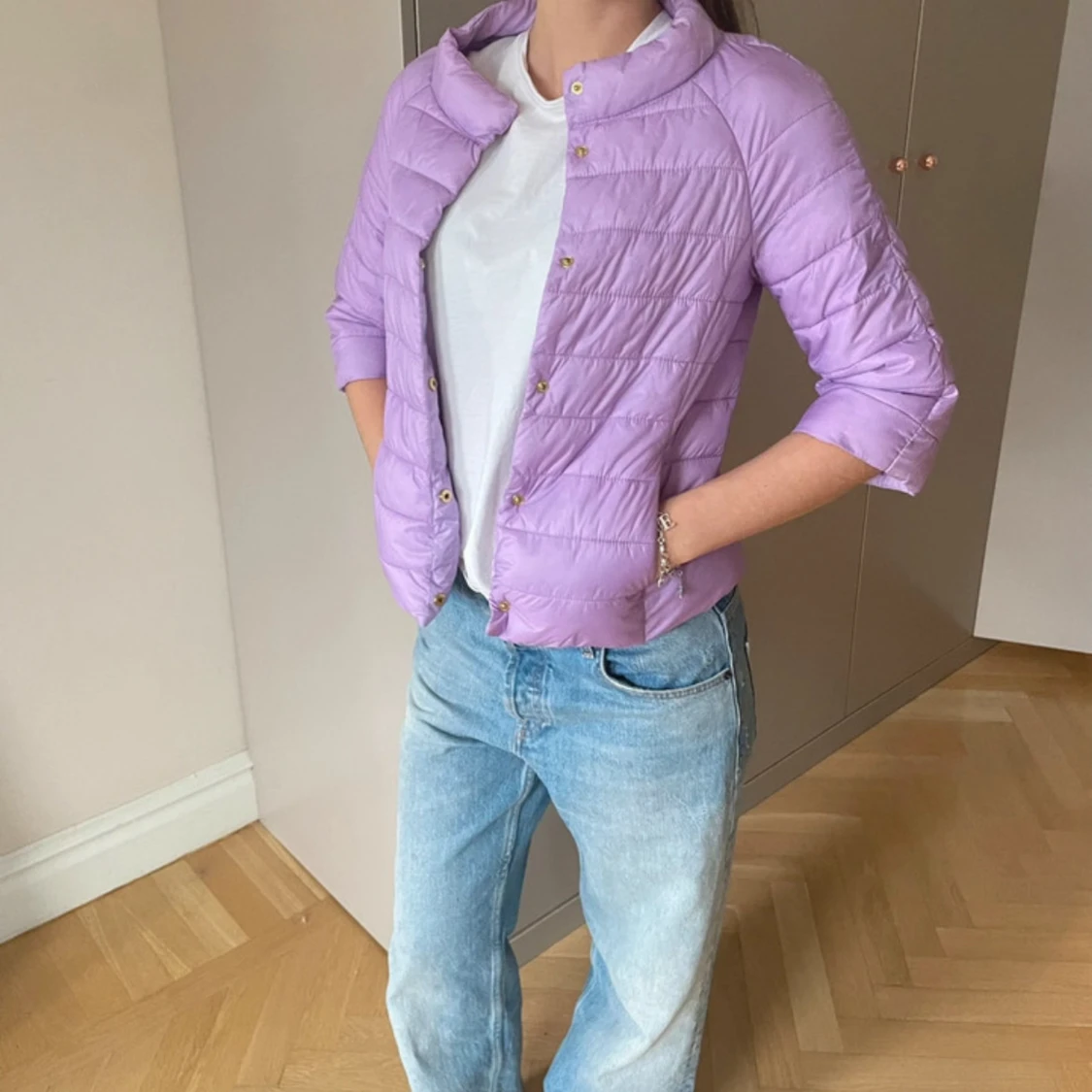 Ljuslila quiltad pufferjacka - 3