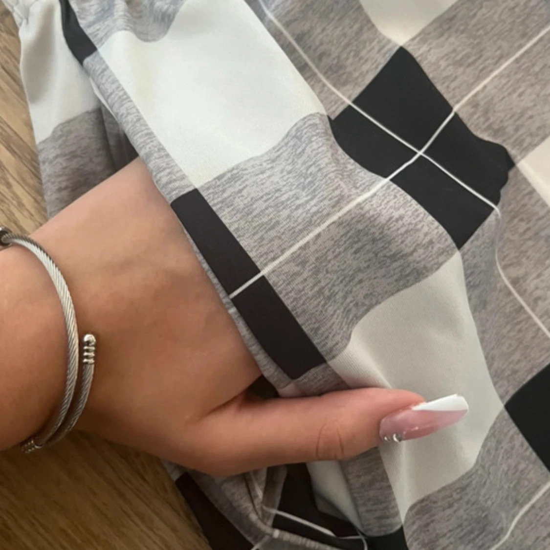 Low waist Svarta och vita rutiga byxor - 1