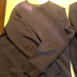 Svart sweatshirt från Polo Ralph Lauren - Svart sweatshirt från Polo Ralph Lauren med diskret broderad logga på bröstet. Tröjan har rund hals, ribbade muddar och är tillverkad i mjuk bomullsmix. Perfekt för chill dagar och enkel att matcha med jeans eller joggers. PRIS KAN DISKUTERAS.