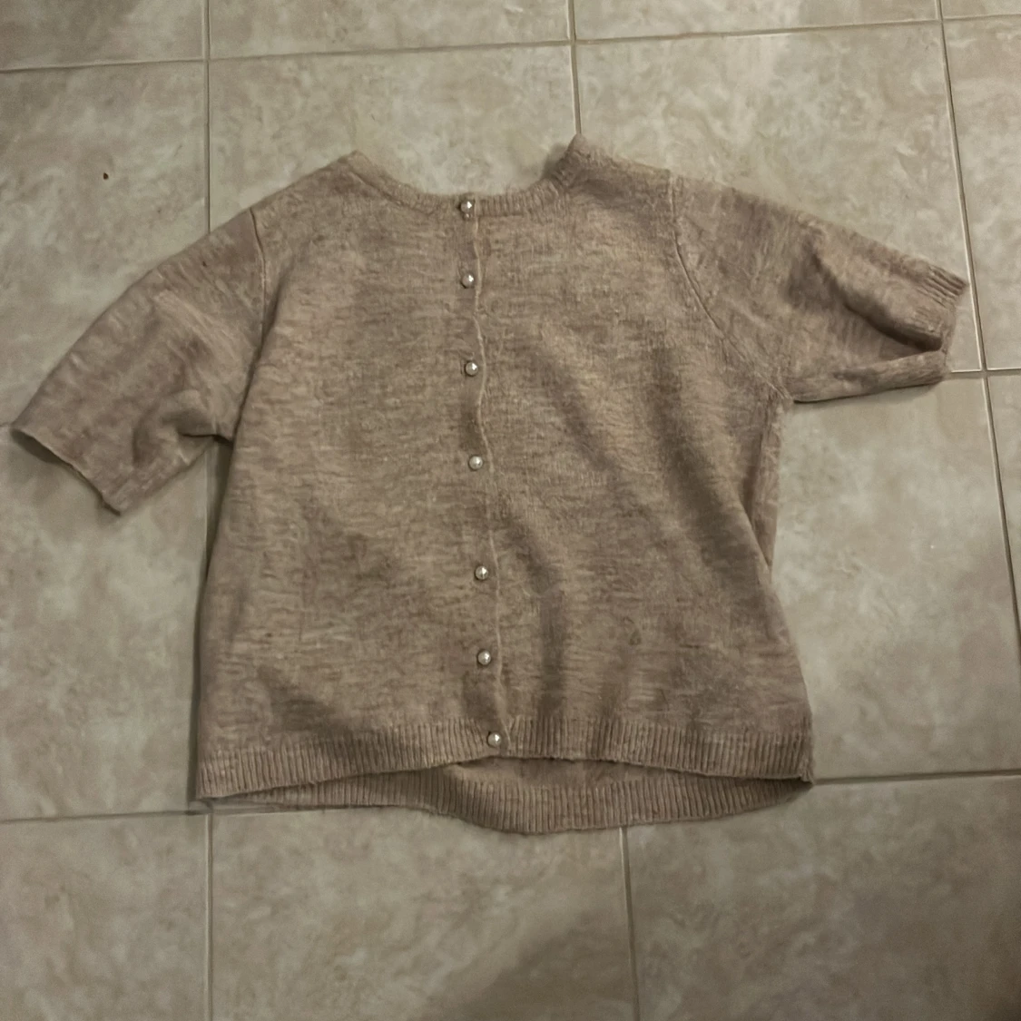 Beige stickad kofta från lager 157, S - 2