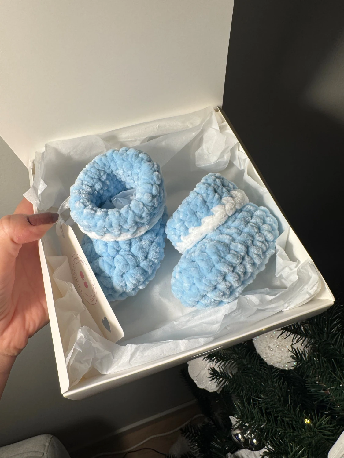 Virkade baby tofflor - 2