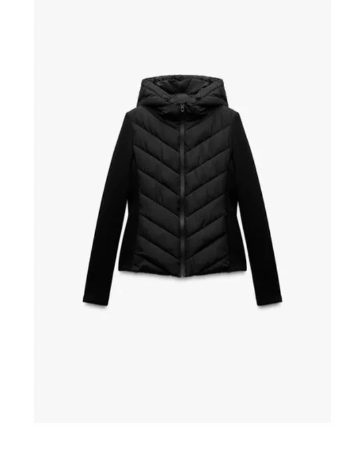 Svart pufferjacka med huva från Zara