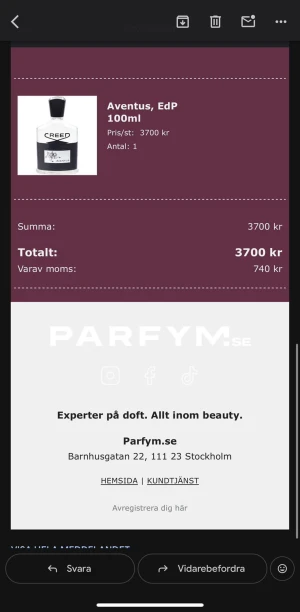 Creed Aventus EdP 100ml med kvitto och köpbevis  - Säljer en Lyxig och ikonisk parfym från Creed. Helt ny . Nypris 3700 . Kolla kvitto i bifogade bilder . Kan förhandla vid snabb affär 