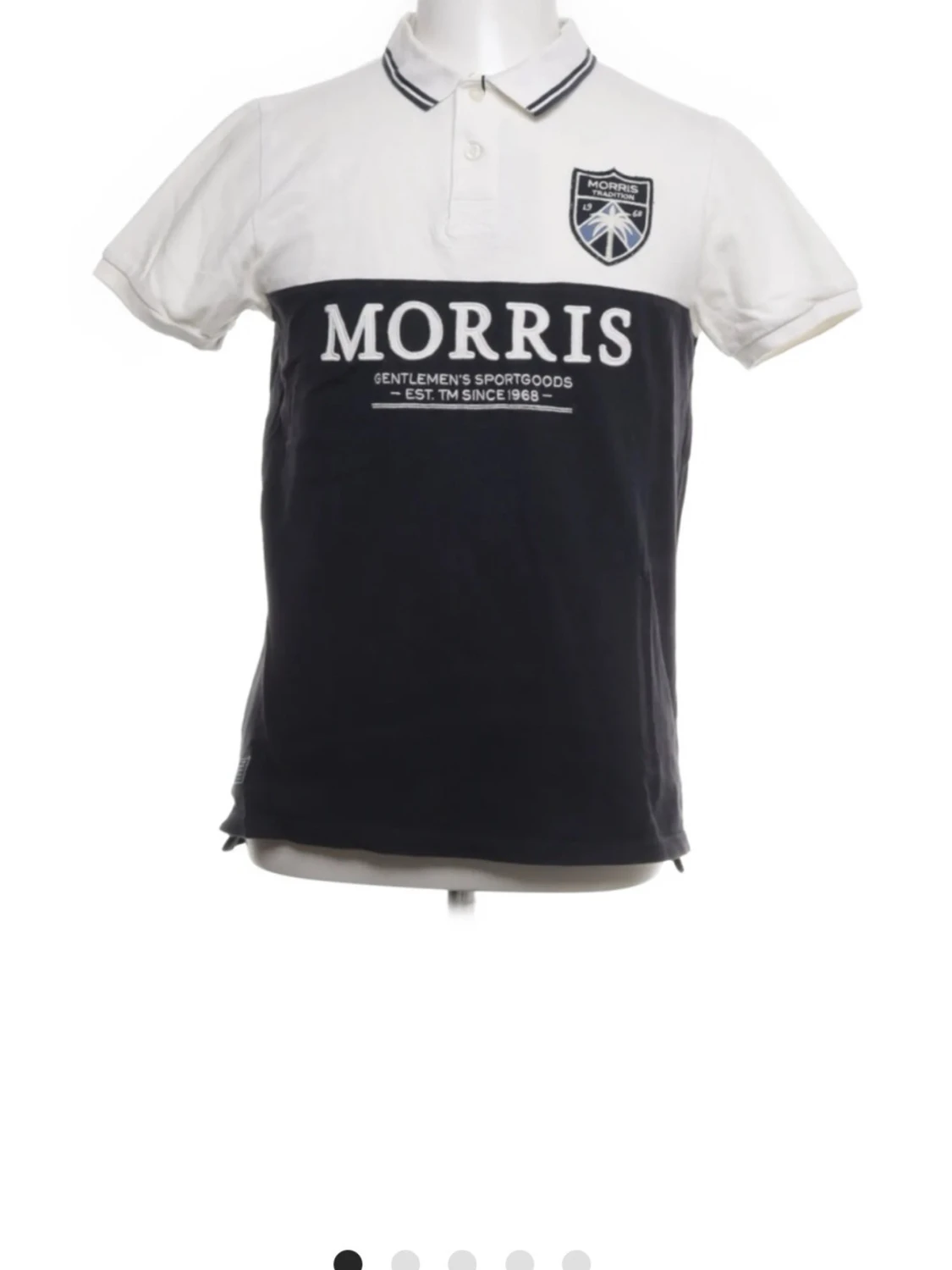 Svartvit piké från Morris, storlek M