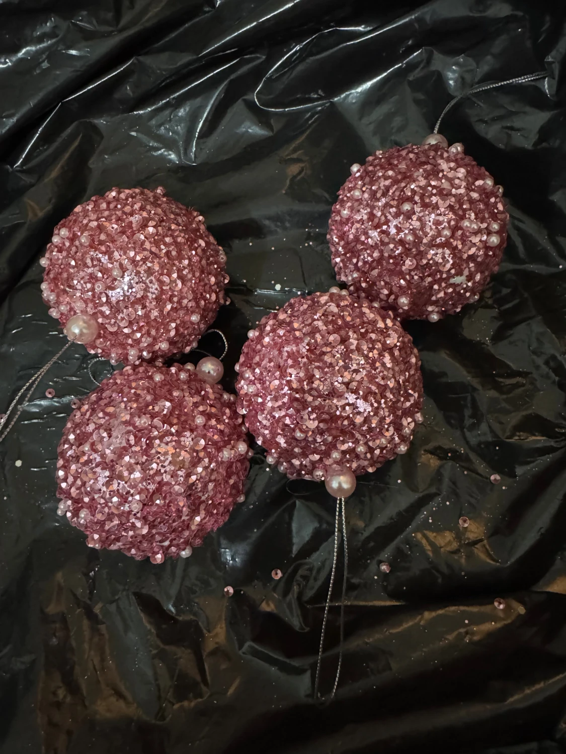 Rosa Juldekorationskulor 